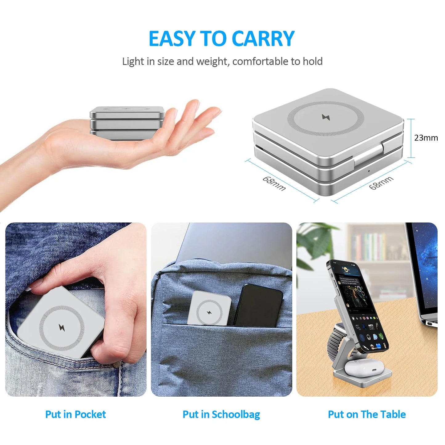 Fast Charging Dock Station for QI enabled Android iPhone 16/15/14/13/12 Pro Max