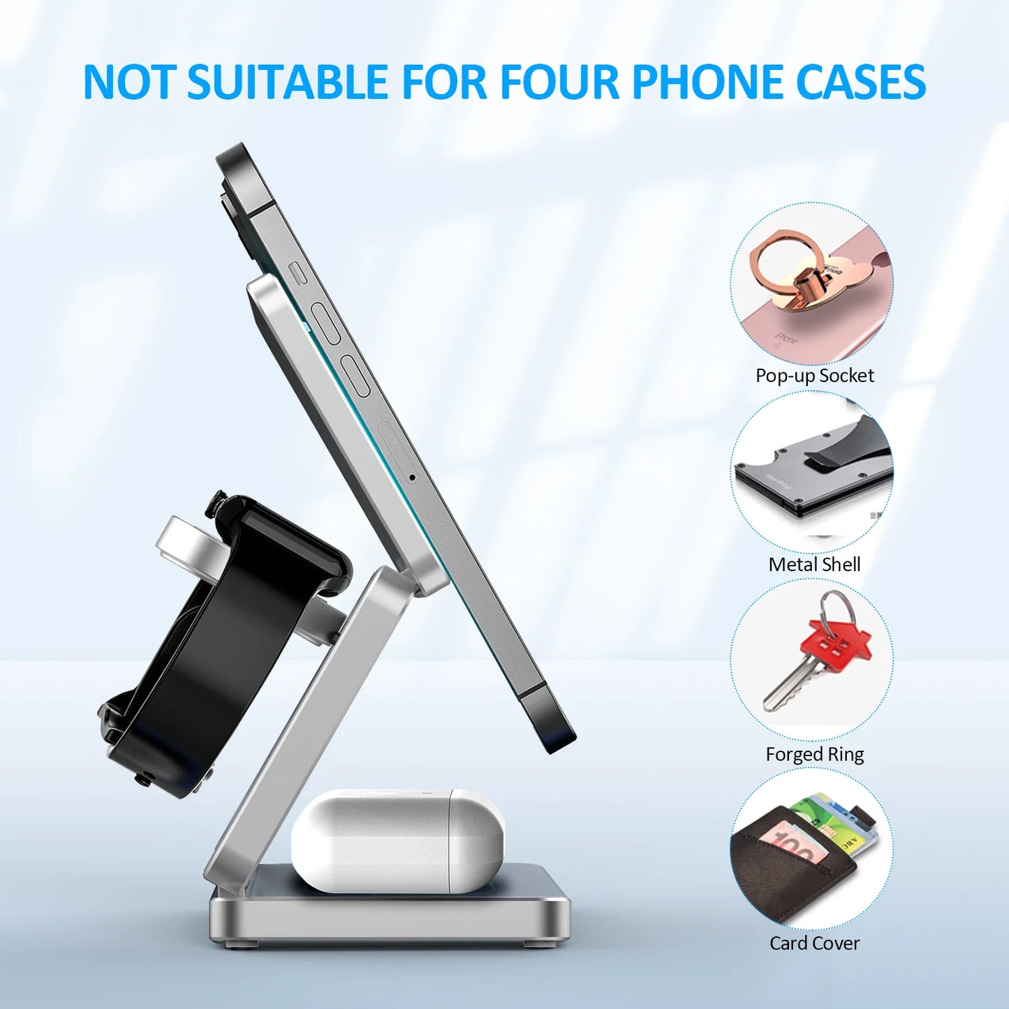 Fast Charging Dock Station for QI enabled Android iPhone 16/15/14/13/12 Pro Max
