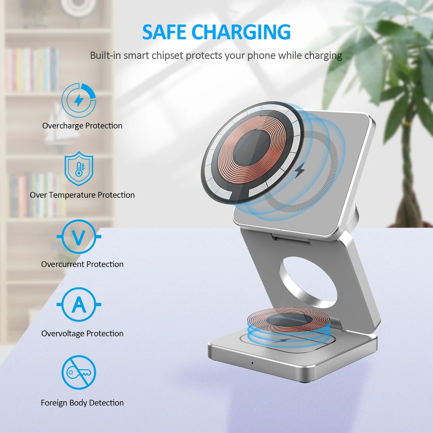 Fast Charging Dock Station for QI enabled Android iPhone 16/15/14/13/12 Pro Max