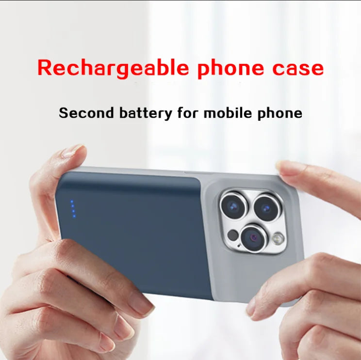 Tentfy Wireless Power Bank Case – Soft Edge Back Clip Battery for iPhone 16/15/14 Pro Max with Large Capacity Charging
