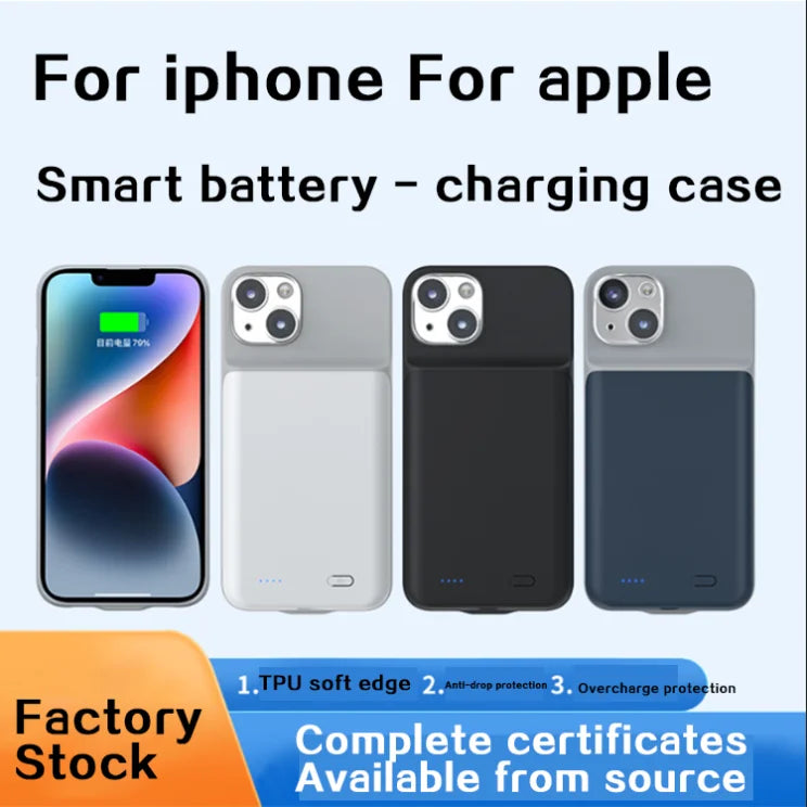 Tentfy Wireless Power Bank Case – Soft Edge Back Clip Battery for iPhone 16/15/14 Pro Max with Large Capacity Charging
