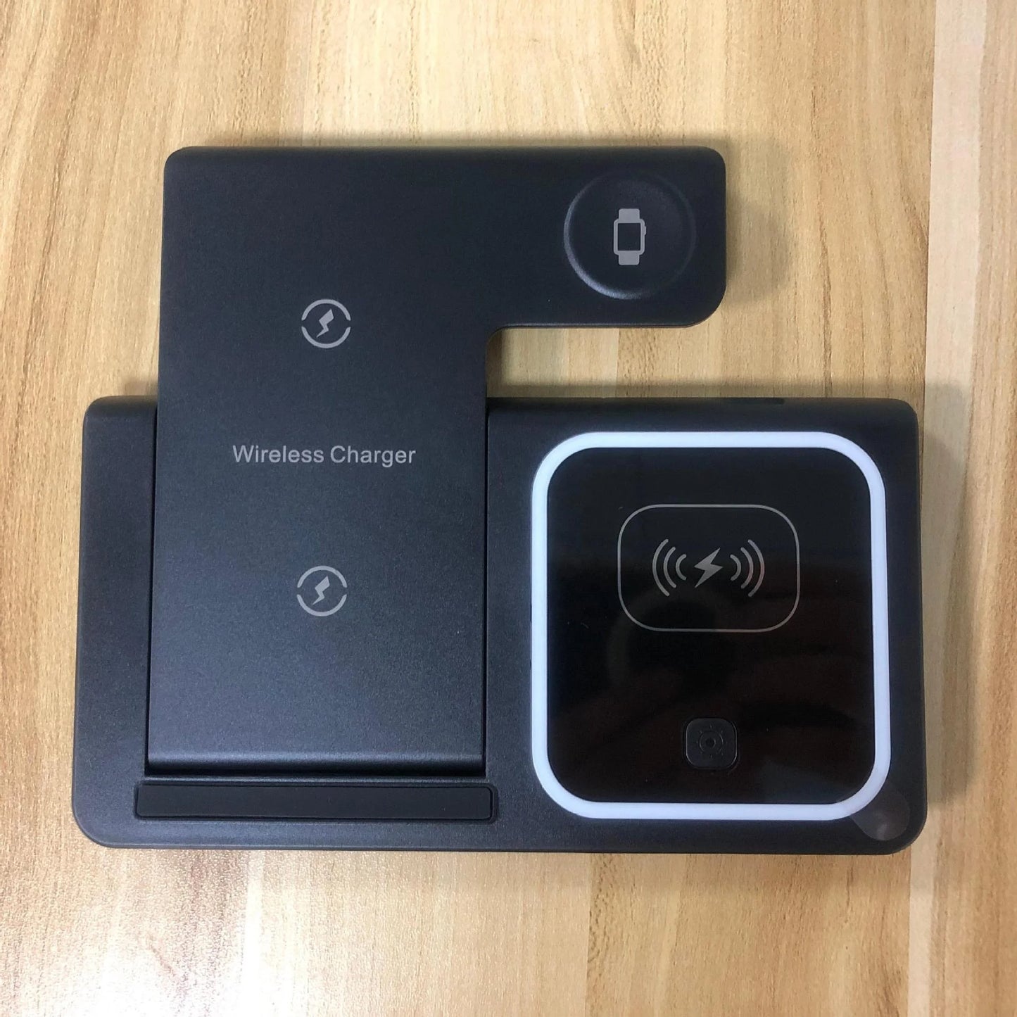 Tentfy 3-in-1 Wireless Charging Dock – Foldable 15W Fast Charger for Smartwatch, Phone & Earbuds with USB-C Port