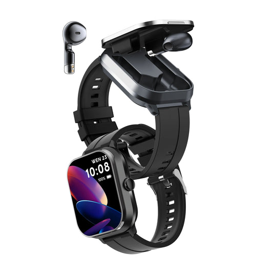 Tentfy D8PRO 2-in-1 Smartwatch with Wireless Earbuds – Bluetooth Music, Fitness Tracker & Health Monitoring Watch